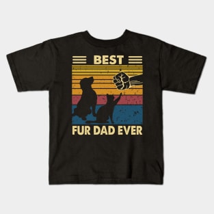 Funny Best Fur Dad Ever Dog and Cat Owner Kids T-Shirt